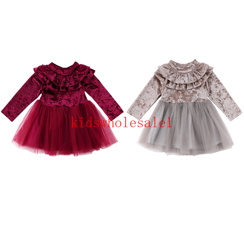Baby Girls Toddler Winter Warm Long Sleeve Tutu Dress Velvet Dresses Princess