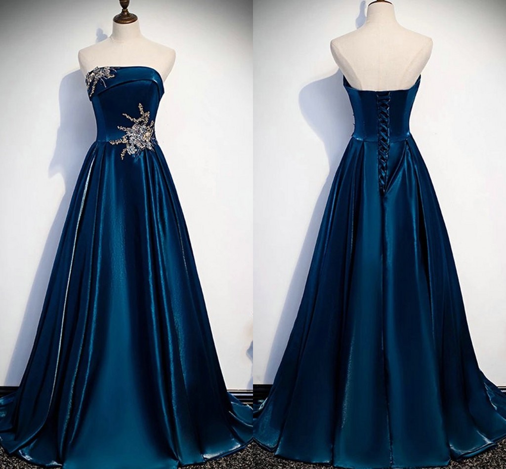 

Dark Navy 2020 Evening Formal Elegant Prom Dresses Embroidery Beaded Crystal Strapless lace-up Dresses Evening Wear Special Occasion Women, Dark red