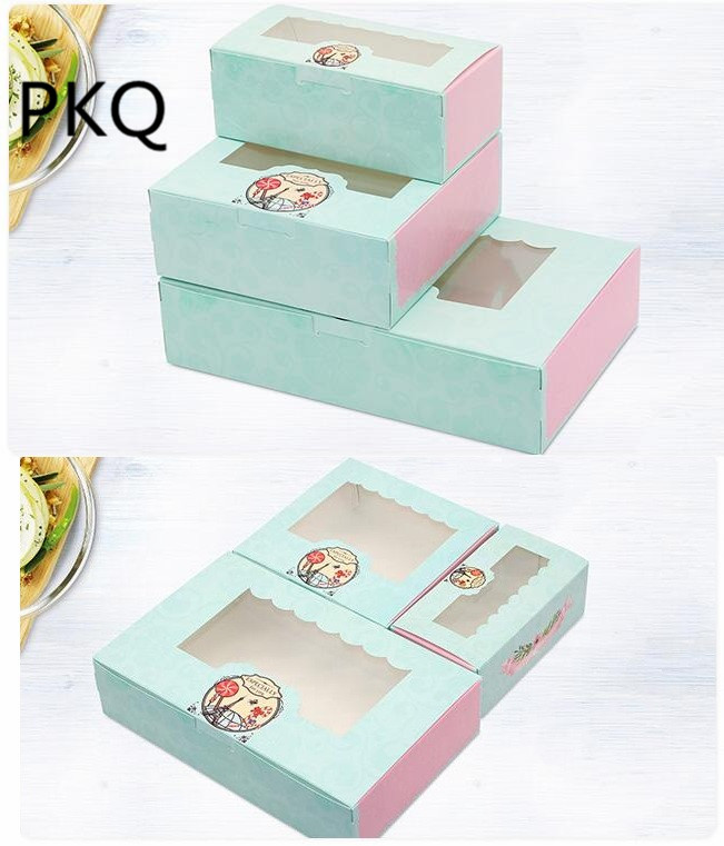 

20Pcs 3 sizes Green Kraft Paper Box Gift Packaging Cake Boxes Mooncake Cookie Packaging Box Baking Shop Retail Cupcake Boxes