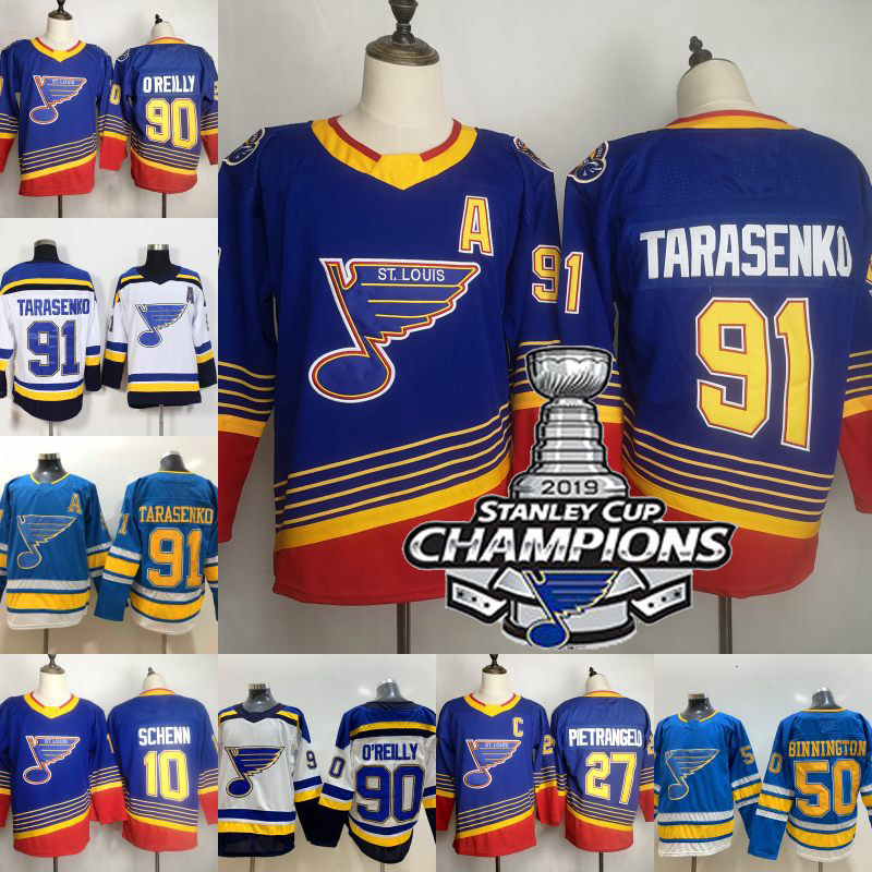 

Mens 91 Vladimir Tarasenko 2019 Stanley Cup Champions Patch St. Louis Blues Brayden Schenn Alex Pietrangelo Binnington Ryan O'Reilly Ice Hockey Jerseys, 10 blue 90s 90's