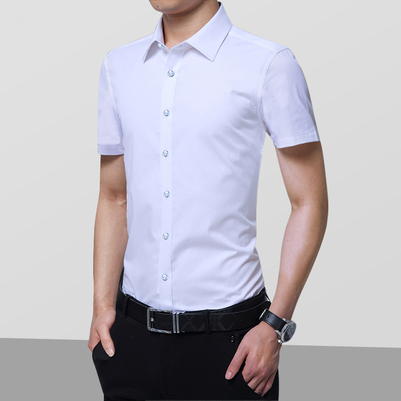 

Men's shirt business casual clothing black and white shirts with short sleeves in summer