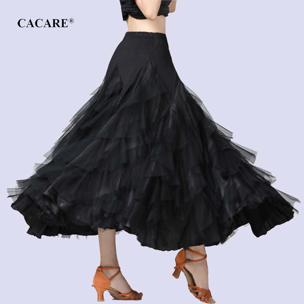 

Ballroom Skirt Waltz Dresses Dance Competition Dresses Ballroom Dress Standard Free Size 6 Colors D0089 CACARE Big Ruffled Hem, Yellow