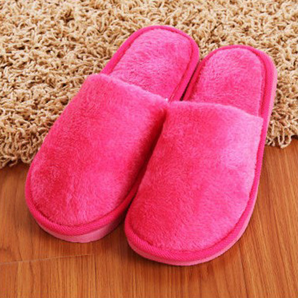 

Autumn Winter Lover's Couple Unisex Shoes Soft Plush Cotton Women Men Slippers Shoes Non-Slip Floor Home Bedroom Furry Slippers, Black
