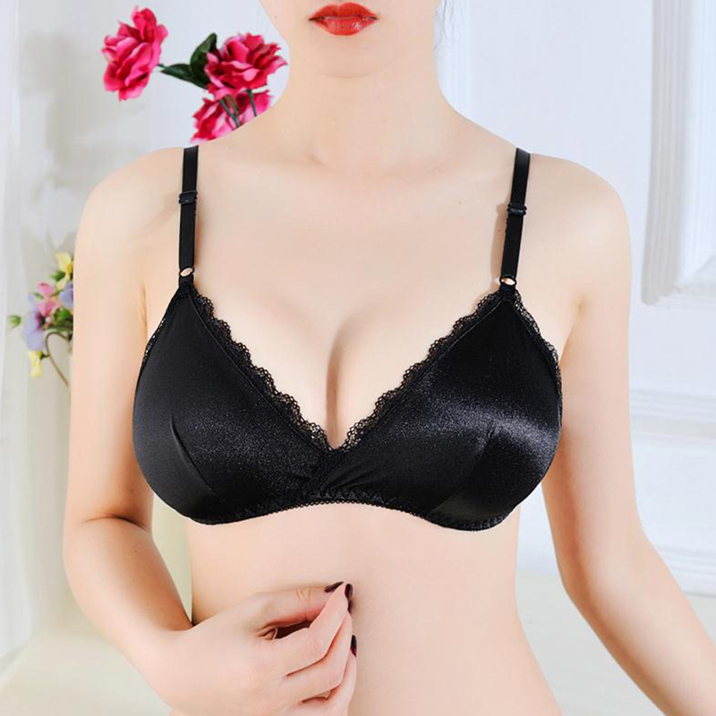 

Women's Bra Lace Floral Underwear Padded Bralette Front Cross None Closure Intimates, Black
