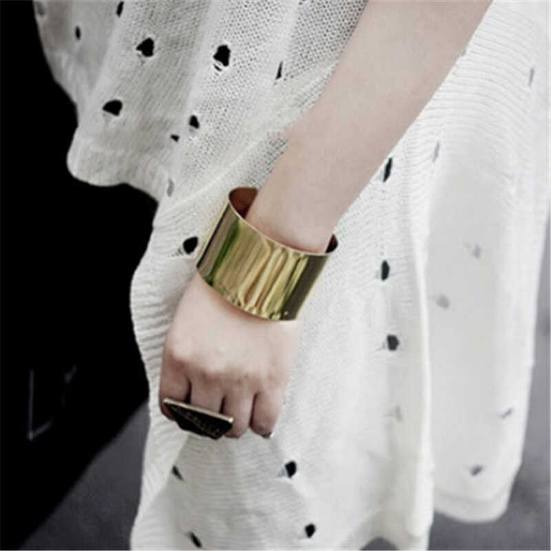 

Fashion Alloy Punk Rock Hot Silver Gold Color Chain Wide Open Bangle