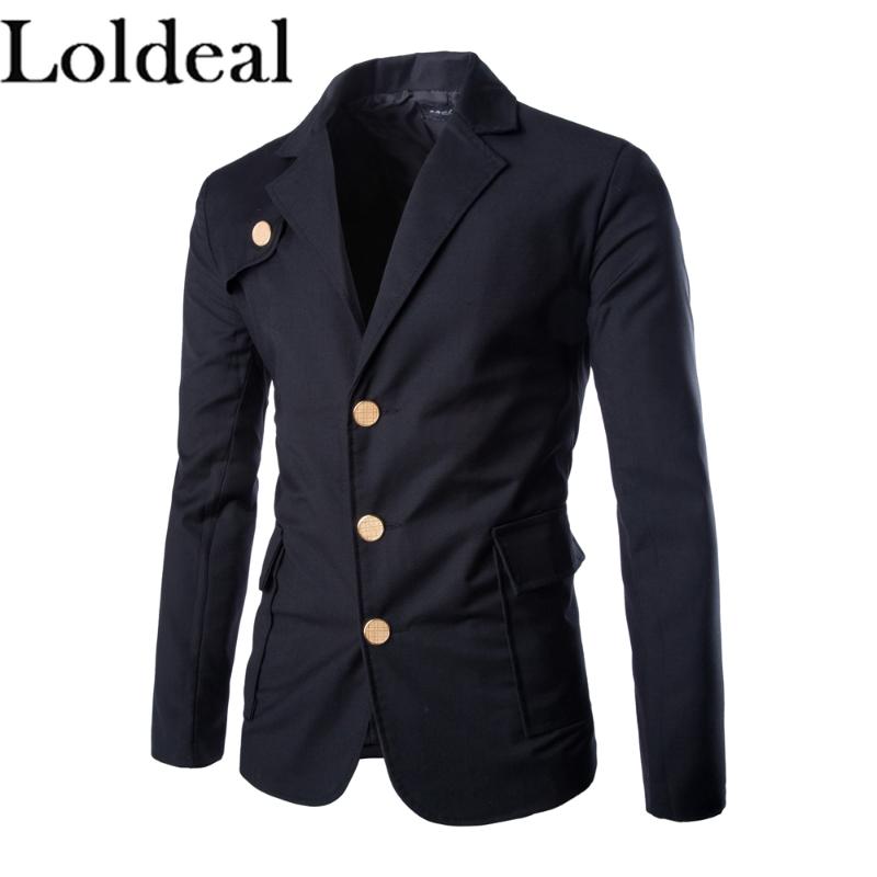 

Loldeal Men's Slim Suit Blazer Solid Color Single Breasted Casual, Black