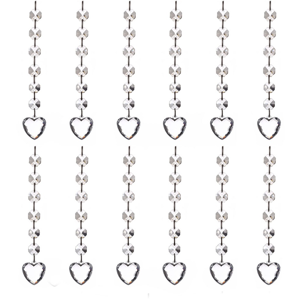 

20pcs Clear Acrylic Crystal Diamond Beads Pendant Strand Curtain Wedding Party Decorations Hanging Light Drop Ornaments(Heart