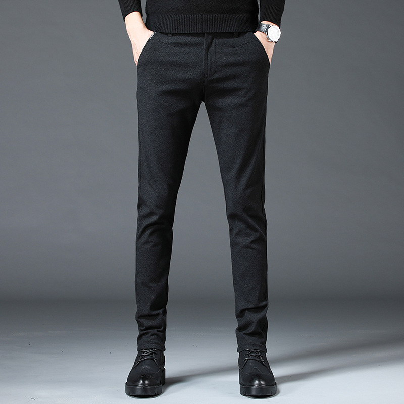 

Long Pants Men's Trousers Plus Size Business Casual Autumn Male Streetwear Slim Elastic Hombre Fashion Straight 38 Brand, Black