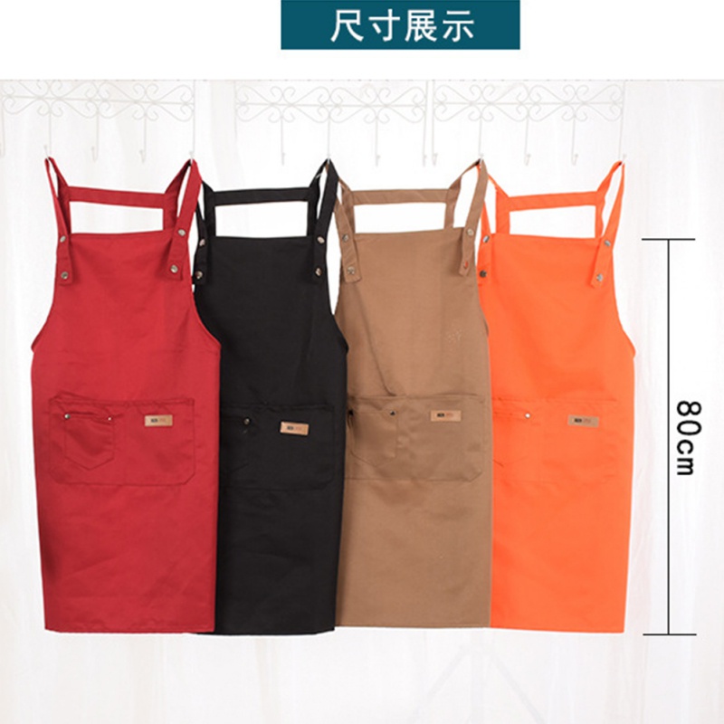

80cm Plain Color for Durable Unisex Washable Kitchen Sleeveless Cooking Apron Bib Front with Baking Pocket Comfortable