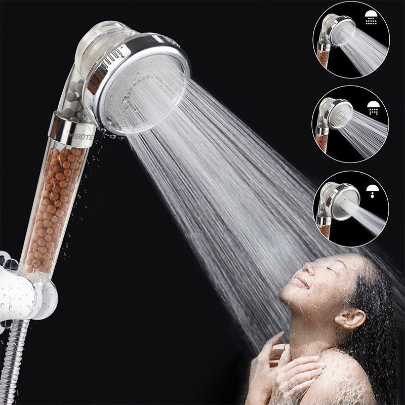 

3 Function Adjustable Jetting Shower Head Bathroom High Pressure Water Saving Handheld Anion Filtered Rainfall Spa Shower Heads SH