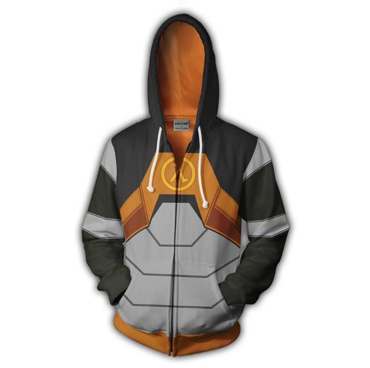 Mode Hoodies mince jeu Half-life 2 Manteau Full Zip Pull Veste unisexe Jumper Sweat à capuche Veste Sweat Homme Femme
