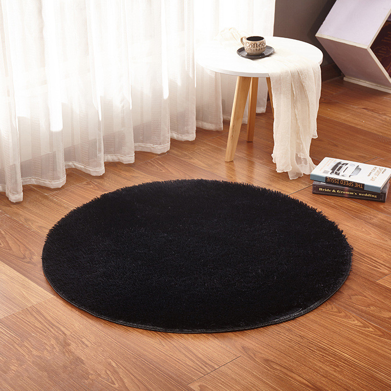 

Black Round Carpet Long Plush Round Area Rug Modern Silky Mat Super Soft Mat Blankets for Living Room Bedroom Shaggy Rug, Pink