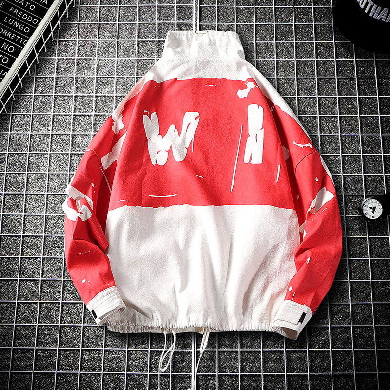 

Loose Mens Jackets High Street VogueJacket Coat Fashion Nice Men Patchwork Windbreaker Pullover Jacket Coat Plus Size Male, Black