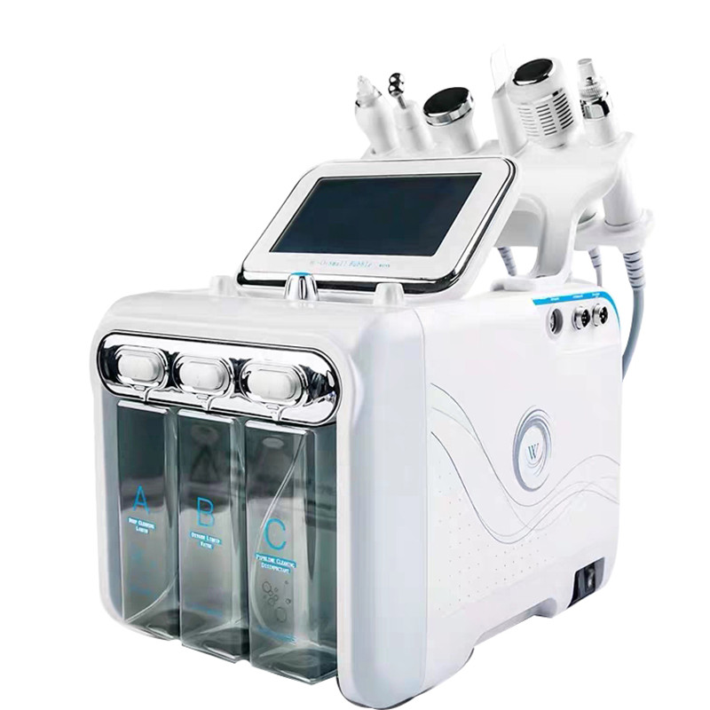 6 en 1 analyseur de peau de la peau hydrafaciale Dermabrasion machine oxygène jet hydra pelage ultrasonique épanchisseur rf ascenseur microdermab
