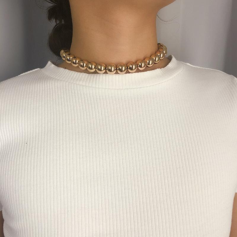 

Charm Beads Chains Choker Statement Necklace Stainless Steel Jewelry Hip Hop Chokers Necklaces For Women 8MM