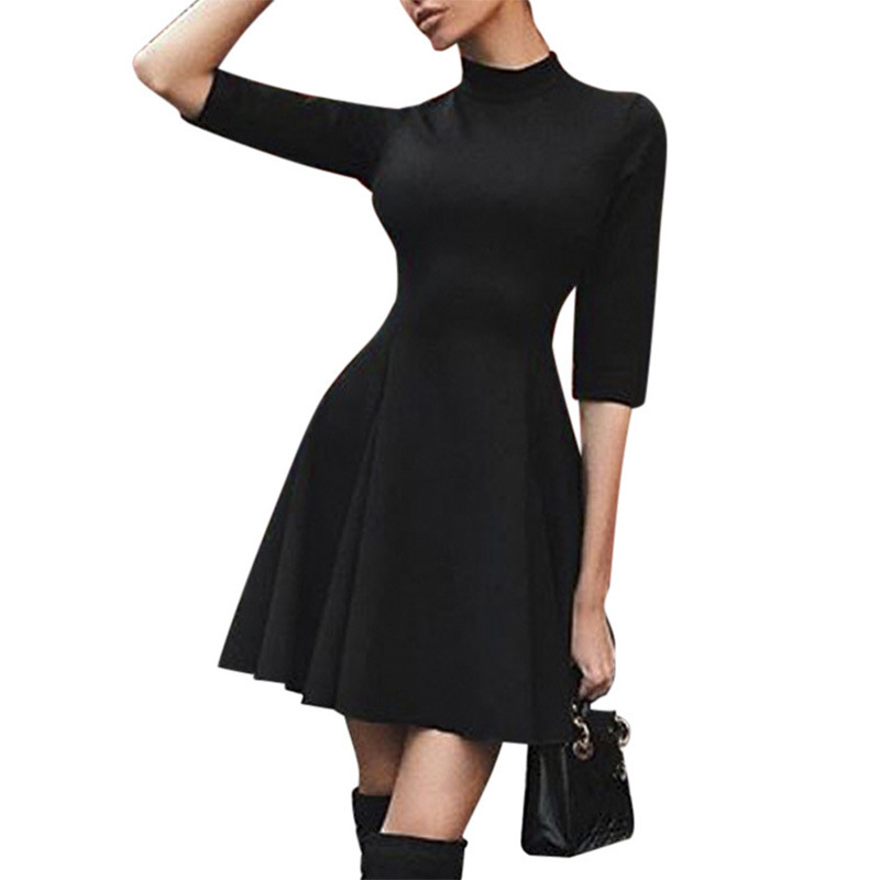 

2019 Sexy Off Shoulder Summer Women Dress Female Womens Holiday O Collar Party Ladies Casual Dress Half Sleeve Party, Black