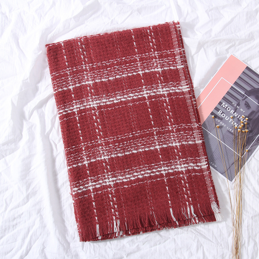 

Wholesale-and winter ladies plaid lengthened warm scarf high quality cashmere large shawl versatile bib 200*65CM
