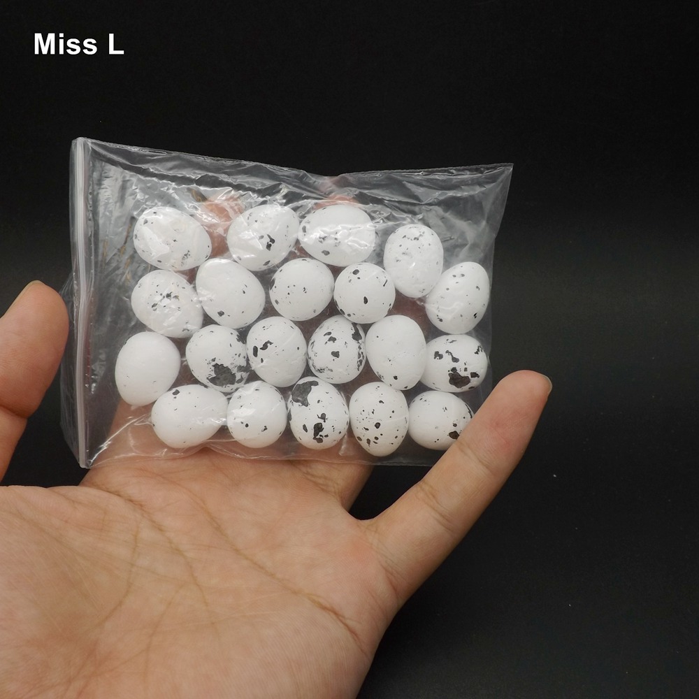 

1.9 cm 20 pcs White Color Foam Material Fake Bird Egg Simulation Model Toy