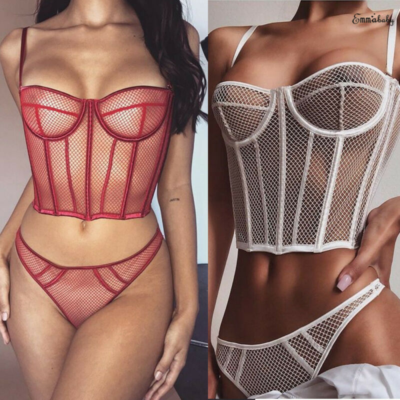 

Womens 2Pcs Lace Sleepwear Sexy Babydoll Nightdress Lingerie Pajamas Nightwear, Red