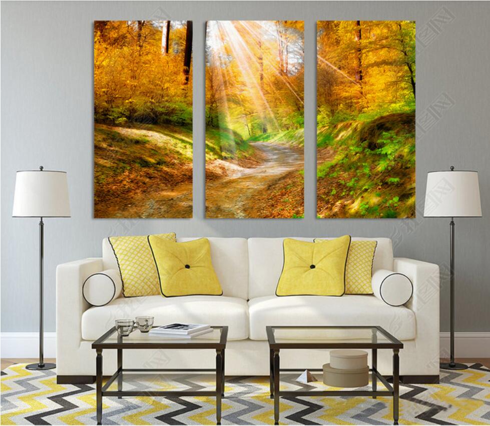 

3d wallpaper custom photo mural landscape Nordic simple fresh forest landscape woods living room bedroom murals wallpaper for walls 3 d, Light yellow
