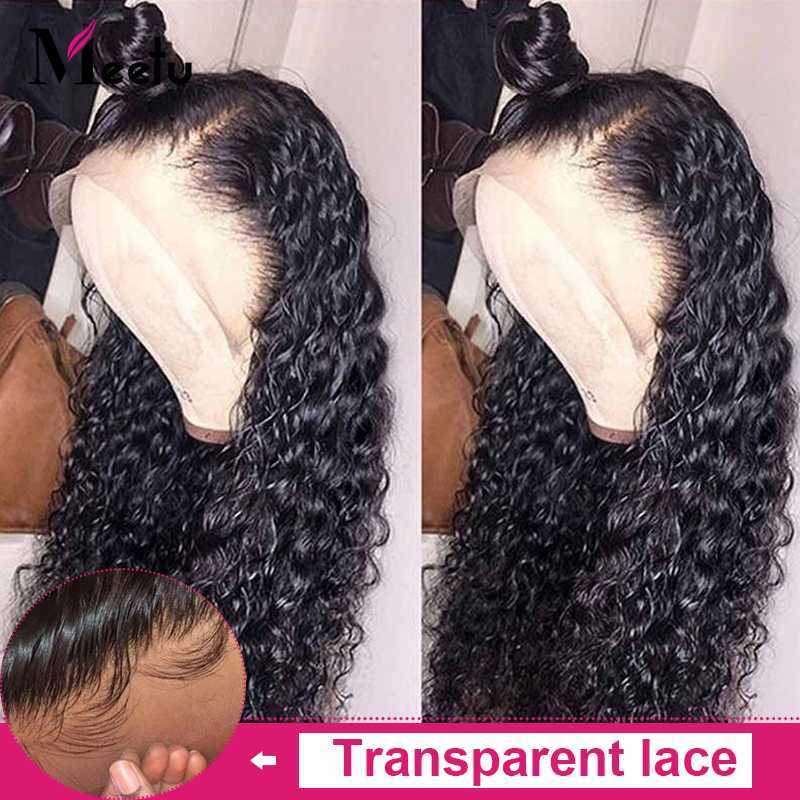 

Meetu kinky curly transparent lace wig 13X4 Lace Front Human Hair Wigs for Black Women Remy Mongolian Kinky Curly Wig