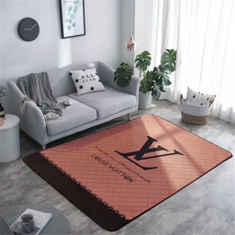 Girl Pink Letter L Carpet Pop Brand Black Stripe Print Mat Drawing Room Fashion Popular Logo Soft Children S Crawl Mat Carpet Tiles Design Carpet