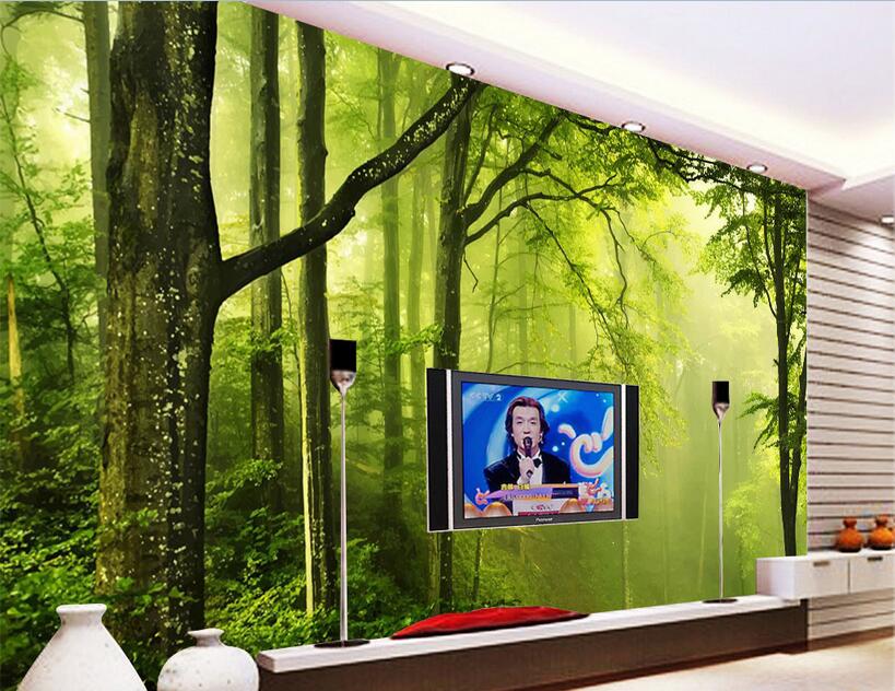 

3d wallpaper custom photo mural Fresh green forest nature TV background wall home decor 3d wall murals wallpaper for walls 3 d living room, Non-woven wallpaper