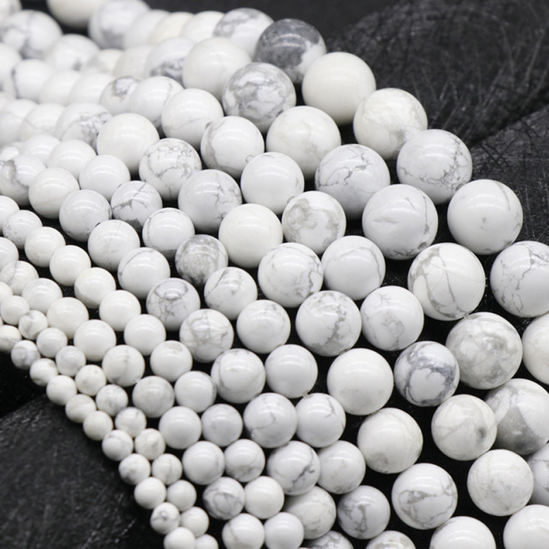 

Genuine Natural White Turquoise Stone Beads 4/6/8/10/12MM Round Loose White Howlite Stone Beads For Jewelry Making DIY 15''
