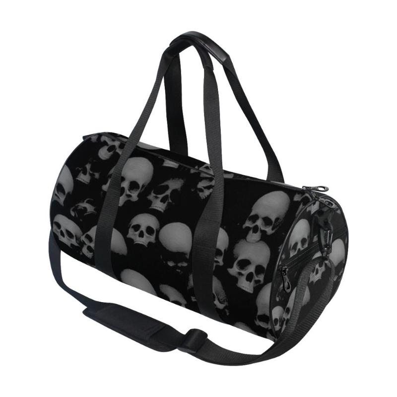 ALAZA Blue White Polka Dots Sports Gym Duffel Bag Travel Luggage Handbag Shoulder Bag with Shoes Compartment for Men Women
