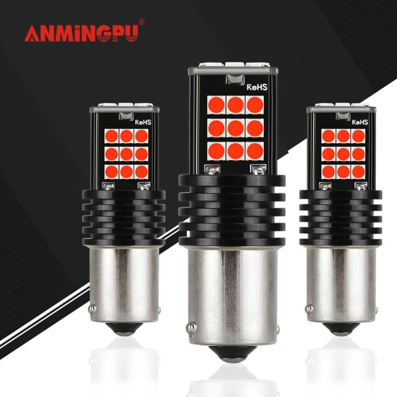 

ANMINGPU 2x Signal Lamp P21W 1156 Led BA15S BAU15S PY21W BAY15D LED Bulb 1157 P21/5W 24pcs 3030SMD Car Light R5W 6000K White 12V, As pic