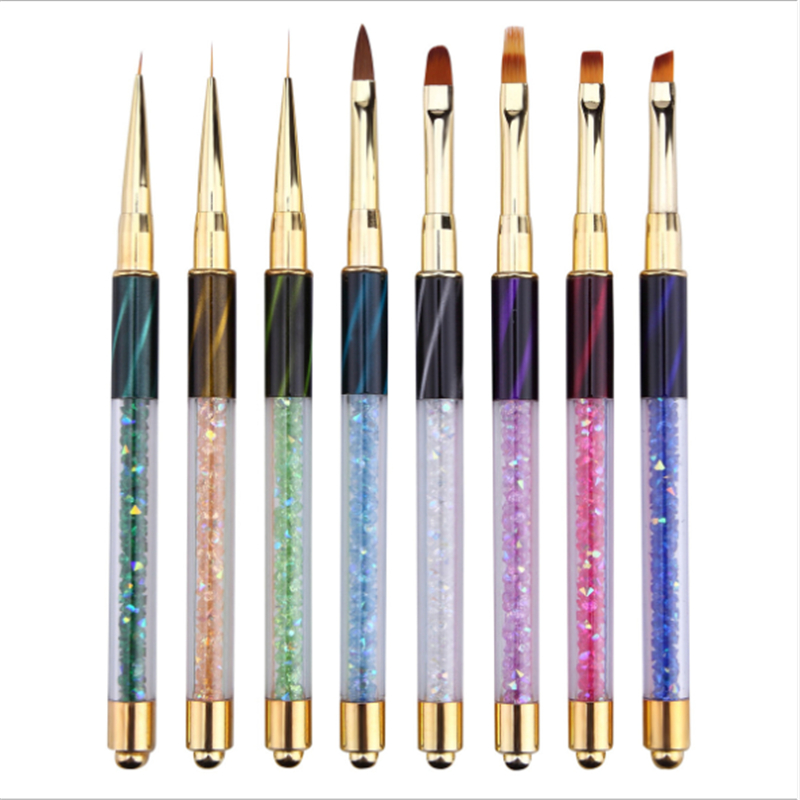 

Fashion Nail Art Stripe Lines Liner Painting Cat Eye Handle Brush Acrylic UV GEL Extension Builder Drawing Rhinestone Handle Pen