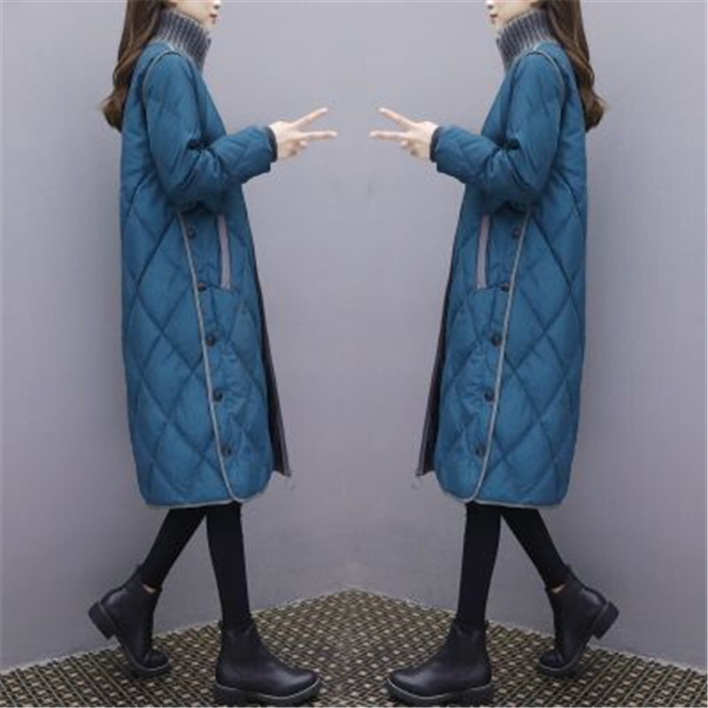 

Mid-Length Cotton Coat Female 2019 Winter Fashion New Large Size Loose Thick Over The Knee Cotton Jacket Coat Tide H00960, Black