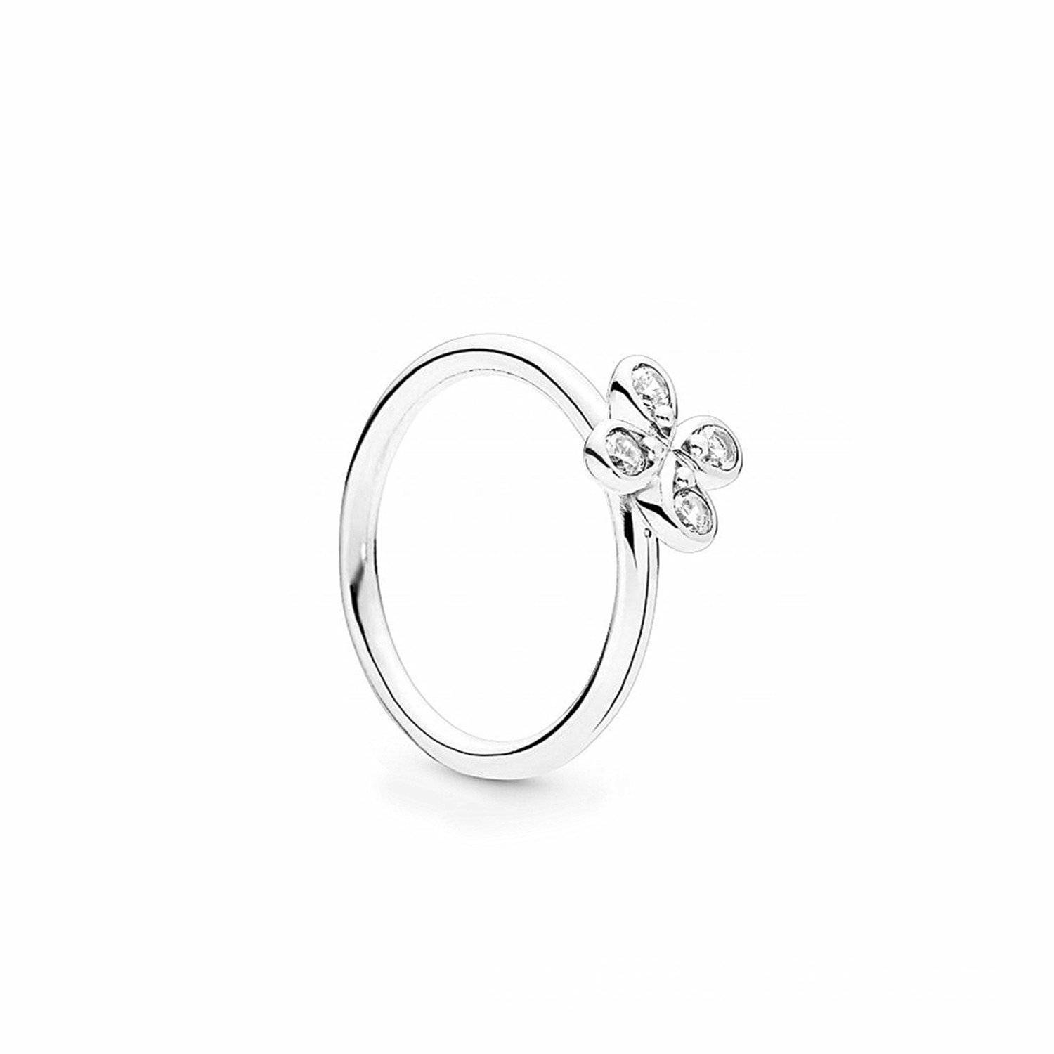 

New 925 Sterling Silver Lucky Clover Ring with Clear Cz Fit Pandora Jewelry Engagement Wedding Lovers Fashion Ring