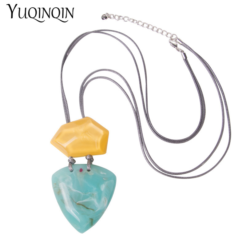 

Resin Fashion Long Necklaces for Women Geometric Stone Big Pendants Necklace Jewelry Acrylic Korean Rope Necklace for Girls
