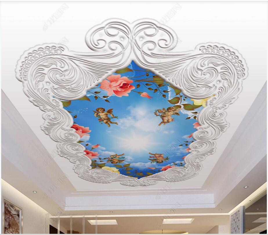 

3d ceiling murals self adhesive wallpaper custom mural Atmospheric exquisite pattern sky angel ceiling ceiling mural 3d photo wallpaper, Non woven
