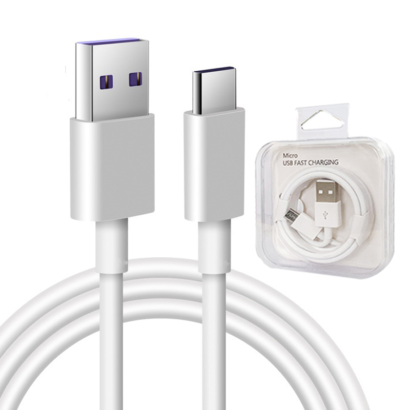 

USB c cable fast charge type-c extension data sync charging cable for Samsung Micro USB Cable with retail packaging 1m 2.4A cord, White