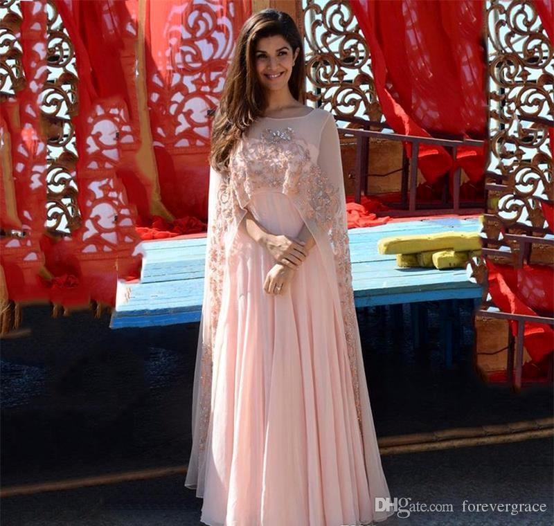 

2019 Cheap Light Pink Evening Dress A-Line With Long Wraps Back Zipper Formal Holiday Wear Prom Party Gown Custom Made Plus Size, Hunter