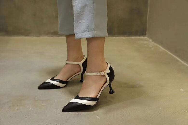 

top quality! top quality! 2020031804y black white genuine leather calf skin 6cm ankle strap hollow heels sexy, Black/ask size first