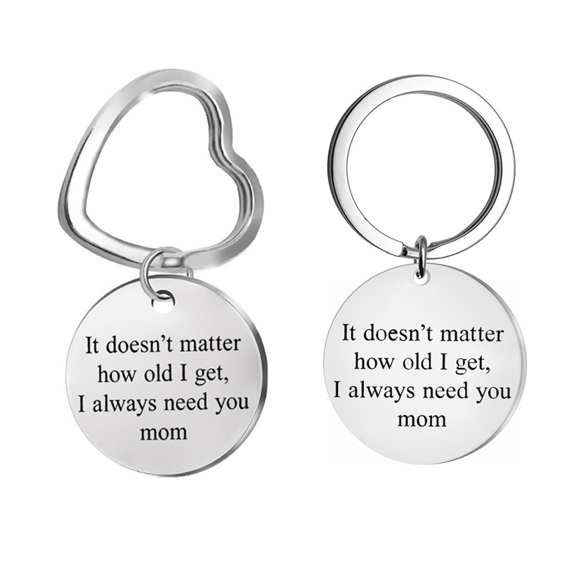 

Simple Stainless Steel Keychains Mon's Gifts Heart Jewelry Keyrings Engraved MOTHER'S Day Stainless Steel Keychain Gifts for Mon