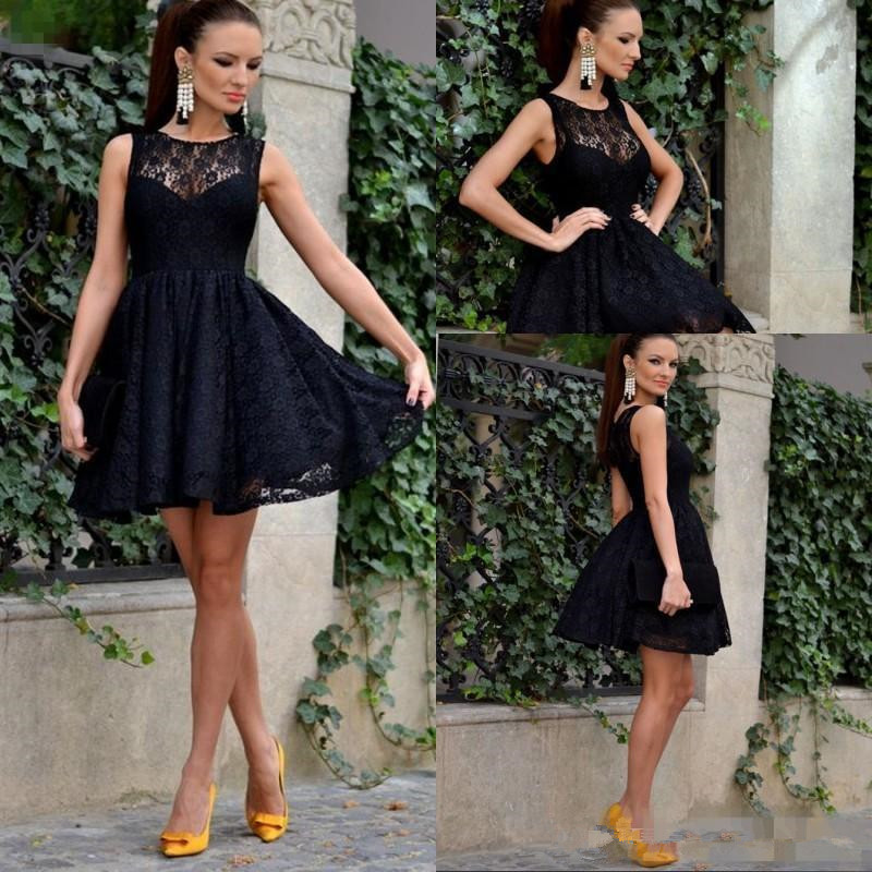 

Club Wear Lace Homecoming Dresses Mini Black Crew Neck Sleeveless Cocktail Party Maid of Honor Gowns Short Prom Dresses Z44, Champagne