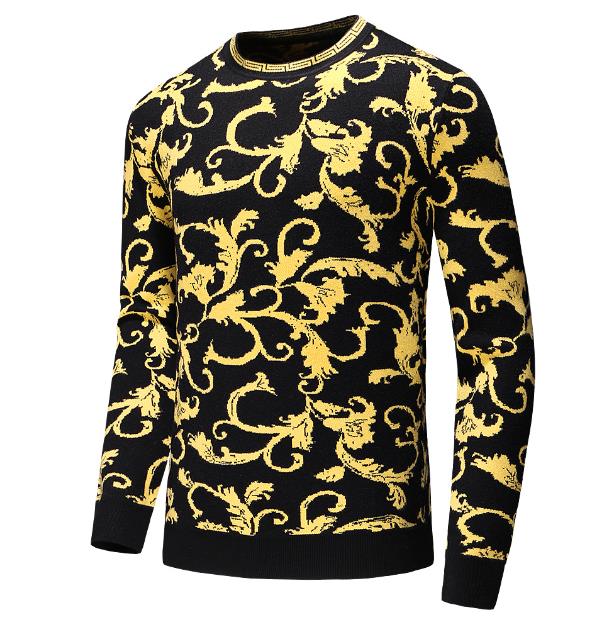 

Spring Autumn new men round neck long-sleeved knit shirt Men's fashion wild sweater, Yellow