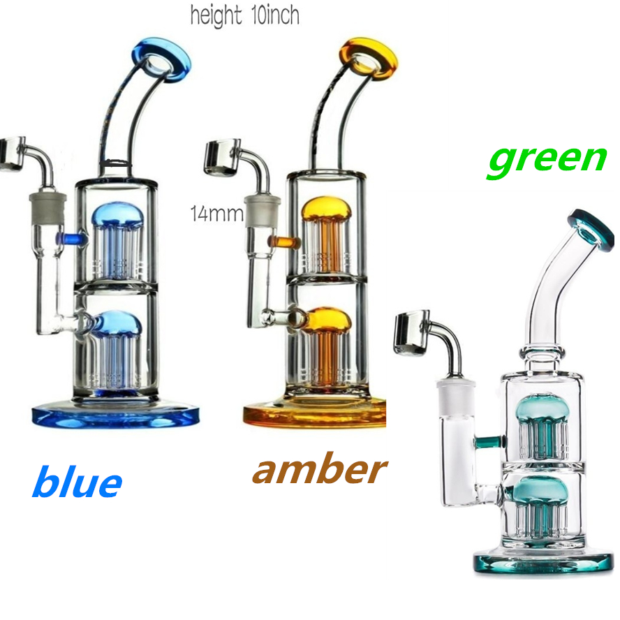 Blue Thick Tall big glass 10inch hookahs dab rig Smoking 14.4mm banger Dabber Rig Water Pipe heady Pipes-image-407512357