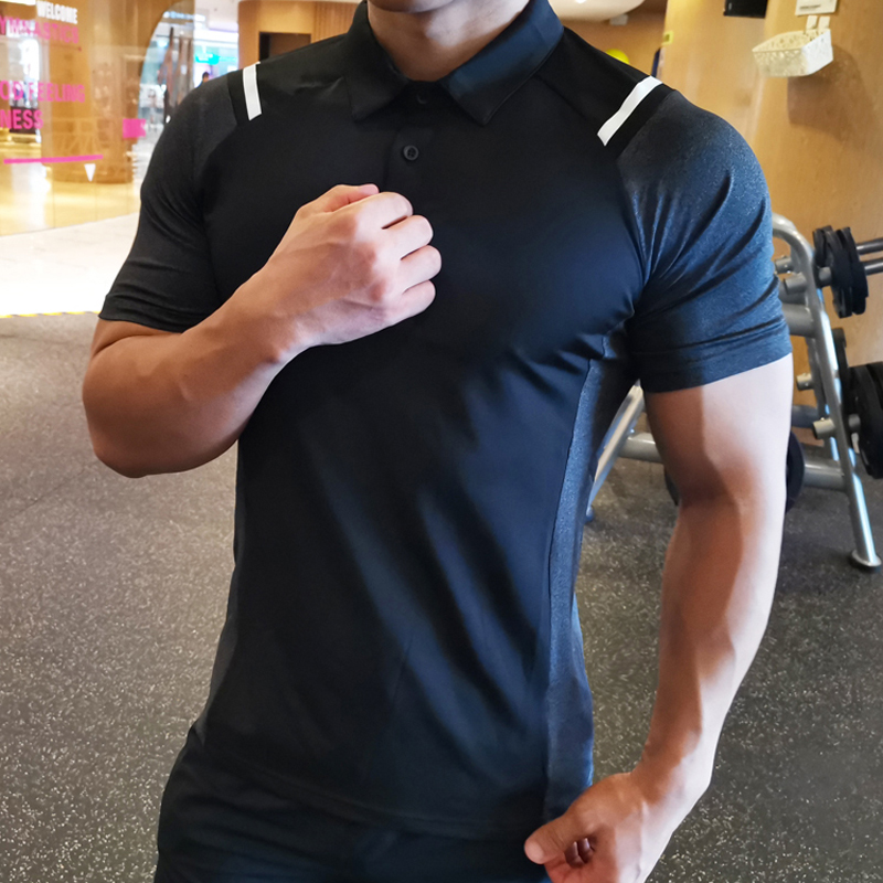 

Men GYM Sport Running T Shirt Fitness Breathable Quick Dry Bodybuilding Jogging Tshirt Men Training Golf Tee Top Sportswear, Gray