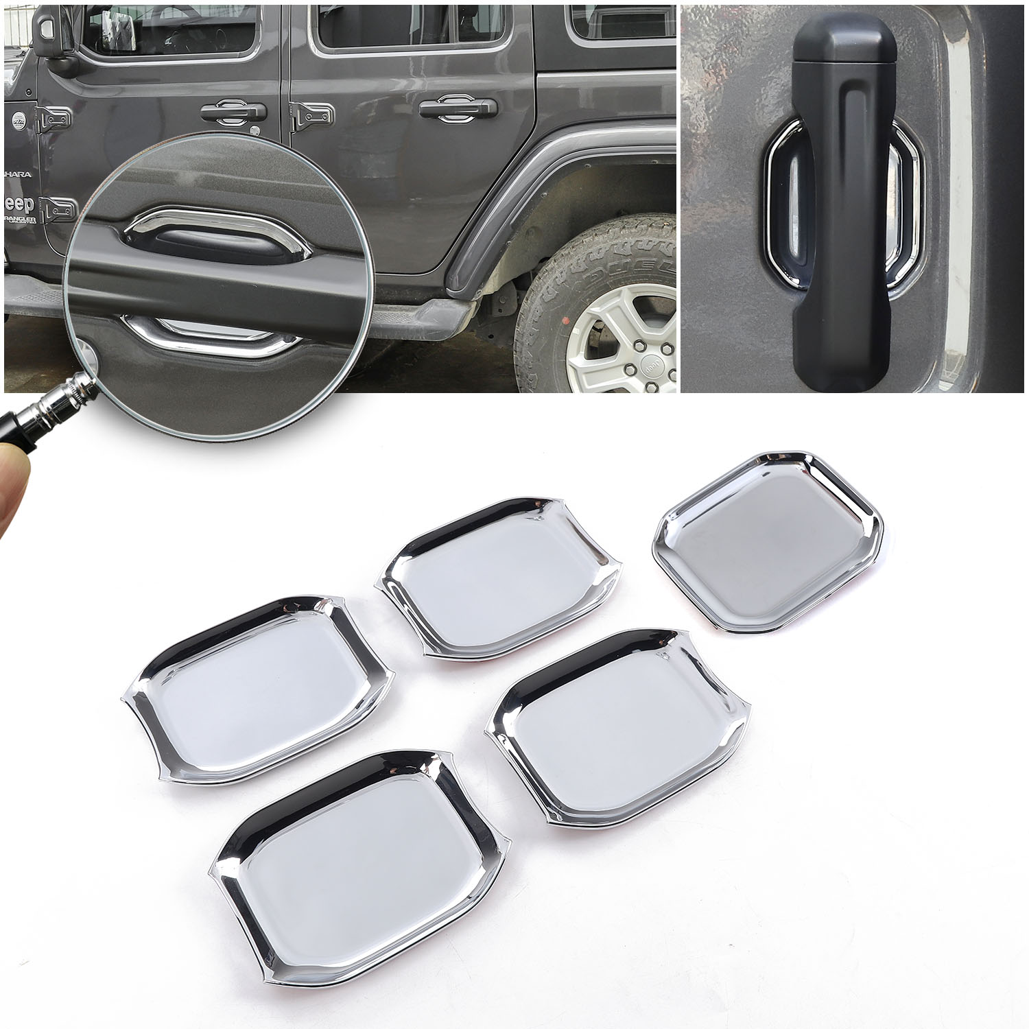 

ABS Car Outer Door Bowl Decoration Chrome 4Door For Jeep Wrangler JL 2018+ High Quality Auto Exterior Accessories