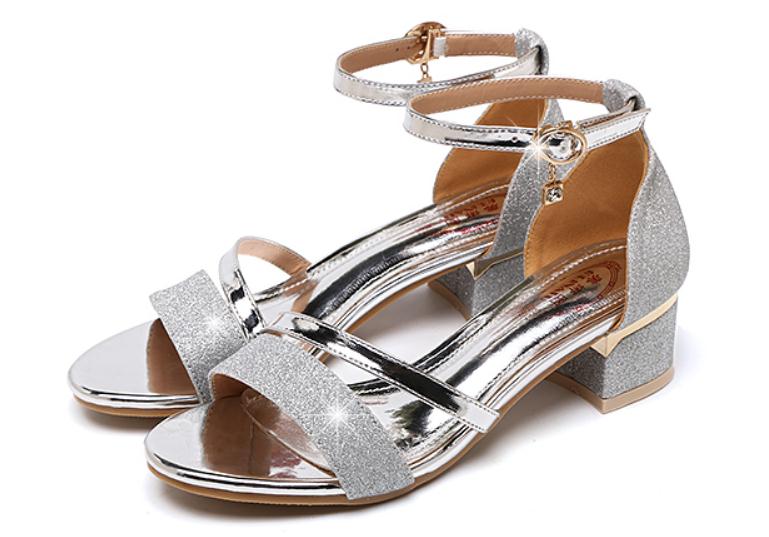 

2019 Women's Sandals in Summer with New style Middle heel Coarse heel @193, Gold