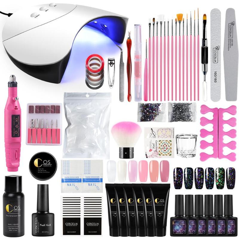 COSCELIA Nail Polish Set Full Manicure Set With 36W UV Led Lamp Nail Drill Machine Brush Soak Off Art Tools Kit