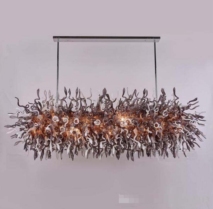 

Italian Lamps Pretty Murano Art Pendant Light Home Office LED Hand Blown Glass Chandelier Lighting Fixtures Grey and White Color