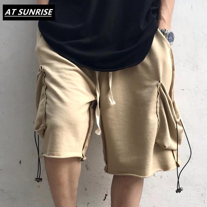 

High Street Shorts Streetwear Harajuku Jogger Shorts Summer Hip Hop Men Sweatpant Pocket Cotton Casual Short Dark gray Khaki