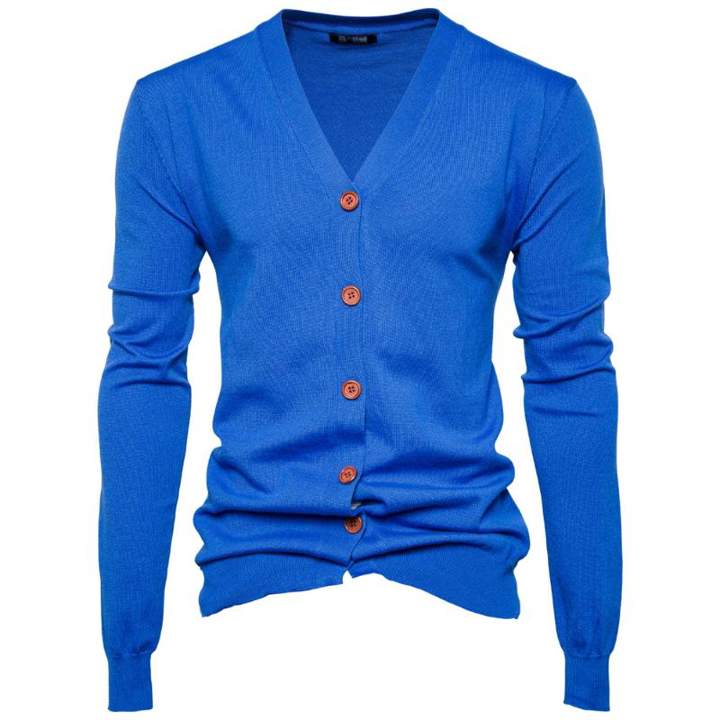 

Autumn Cute Sweater for Men V-neck Long Sleeve Top Oversized Sweater Male Knitted Cardigan  Casual Knitwear Thin Slim Fit, Sapphire
