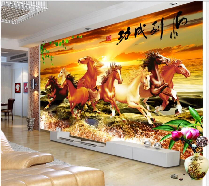 

3d wallpaper custom photo mural on the wall Beautiful sea view horse running home decor living room photo wallpaper for walls 3 d, Non-woven